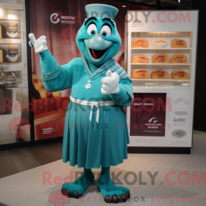 Teal Lasagna Maskottchen...