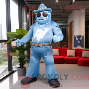 Himmelblå superhelte maskot...