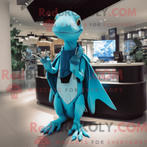 Cyan Dimorphodon maskot...