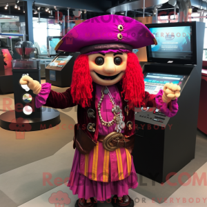 Magenta Pirate maskot drakt...