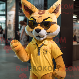 Geel Bobcat-mascottekostuum...