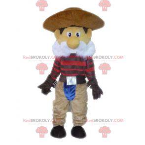 Cowboy-Maskottchen mit Schnurrbart im traditionellen Outfit -