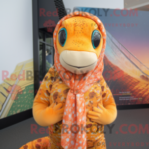 Orange pythonmaskot med overall och halsduksclips - Python Mascots - REBROKO_213384 - RedBrokoly.com