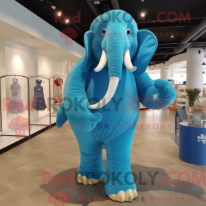 Blue Mammoth mascot costume...