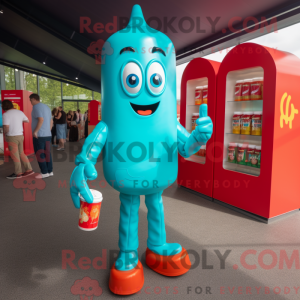 Turquoise fles ketchup...