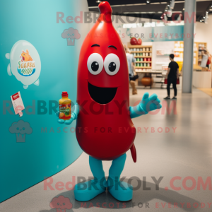 Turquoise fles ketchup...