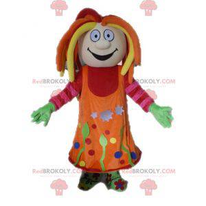 Maskot farverig pige med dreadlocks - Redbrokoly.com
