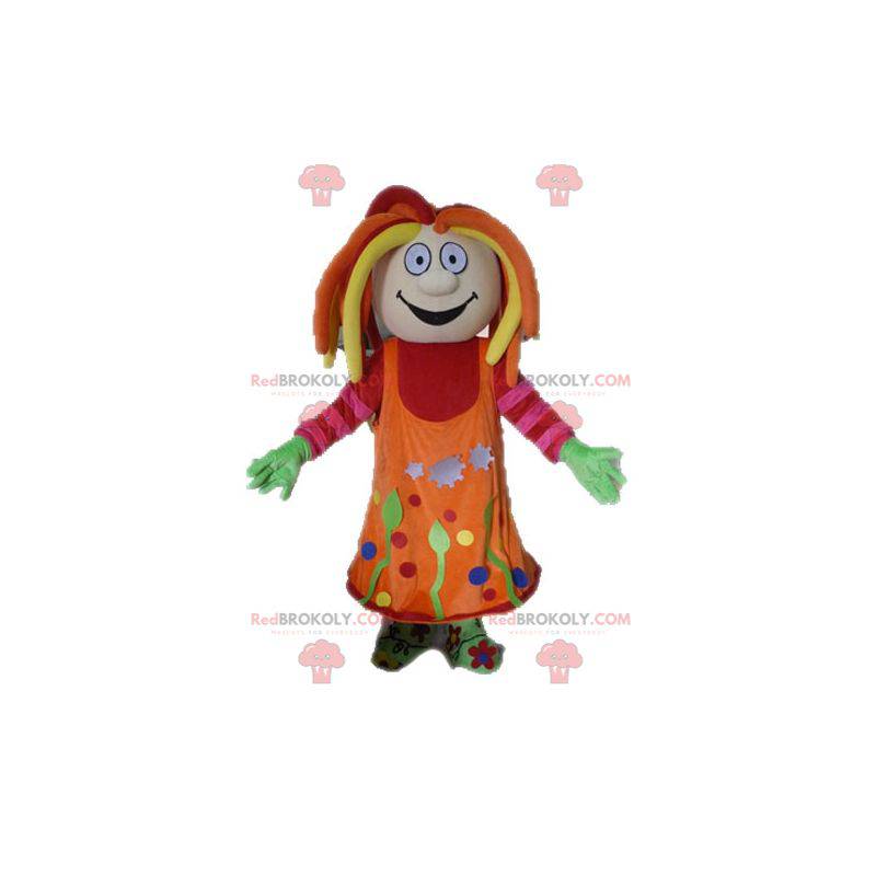 Mascot chica colorida con rastas - Redbrokoly.com