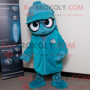 Blågrøn Gyro maskot kostume...