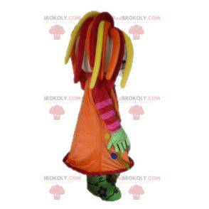 Mascotte de fillette colorée avec des dreadlocks -