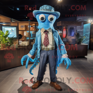 Blå Kraken-maskotdraktfigur...
