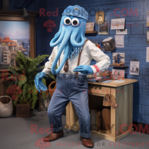 Blå Kraken maskot kostume...