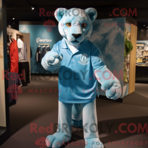 Cyan Puma maskot kostume...
