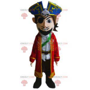 Piratmaskot i kostym. Kaptenmaskot - Redbrokoly.com