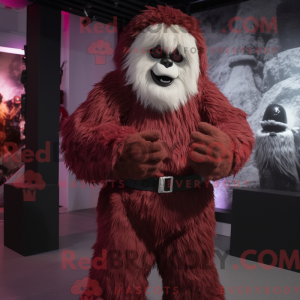 Maroon Yeti-mascottekostuum...