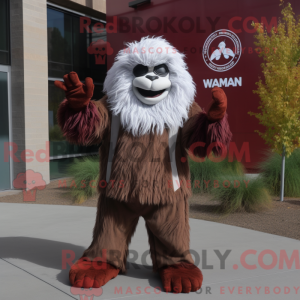 Maroon Yeti-mascottekostuum...