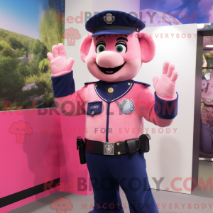 Pink Police Officer mascot...