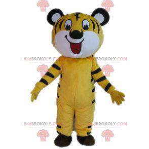 Maskottchen gelber und schwarzer Tiger. Katzenmaskottchen -