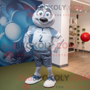 Silver Rugby Ball mascot...