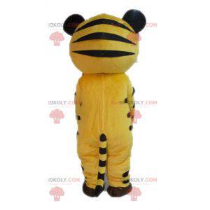 Maskottchen gelber und schwarzer Tiger. Katzenmaskottchen -