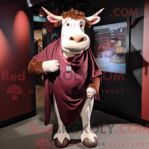 Maroon Zebu-mascottekostuum...