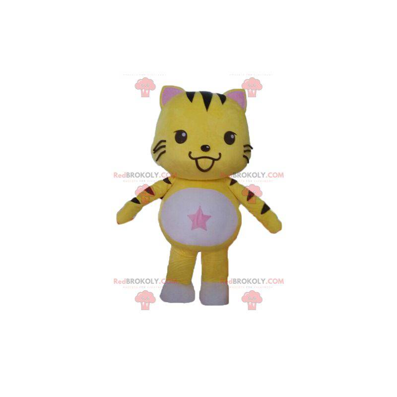 Black and white yellow cat mascot. Kitten mascot -