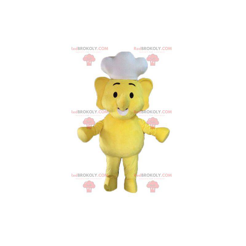 Gul elefant maskot. Kog maskot - Redbrokoly.com