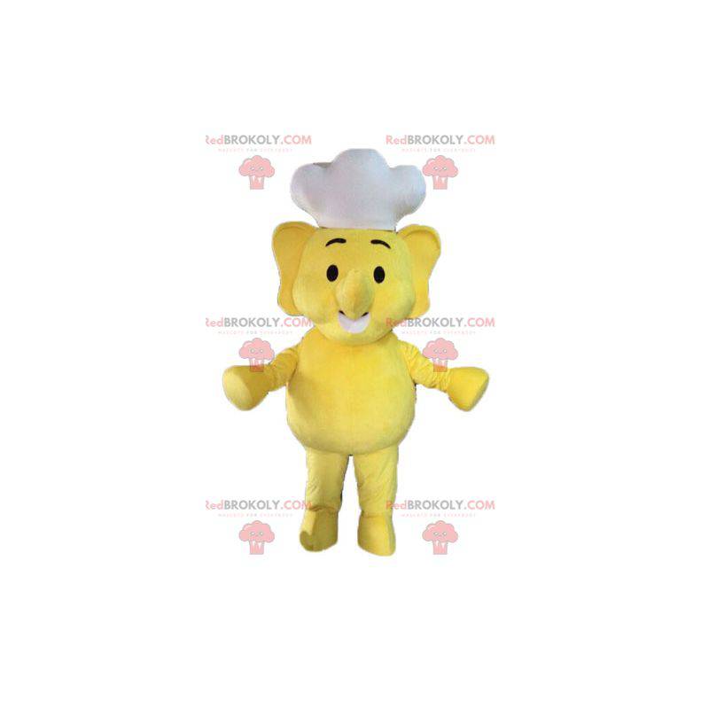 Mascotte d'éléphant jaune. Mascotte de cuisinier -