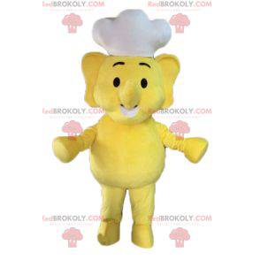 Gul elefant maskot. Kog maskot - Redbrokoly.com
