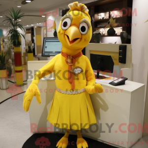 Gele specht mascottekostuum...