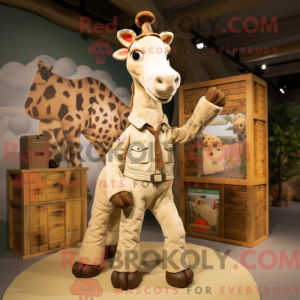 Mascotte de girafe beige...