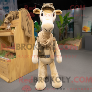 Beige Giraffe maskot drakt...