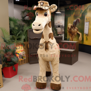 Mascotte de girafe beige...