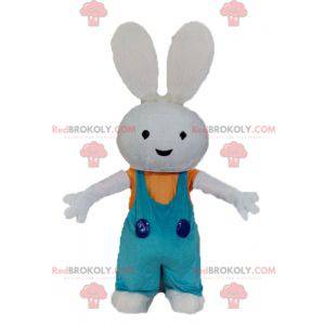 Mascotte de lapin en peluche avec une salopette - Redbrokoly.com