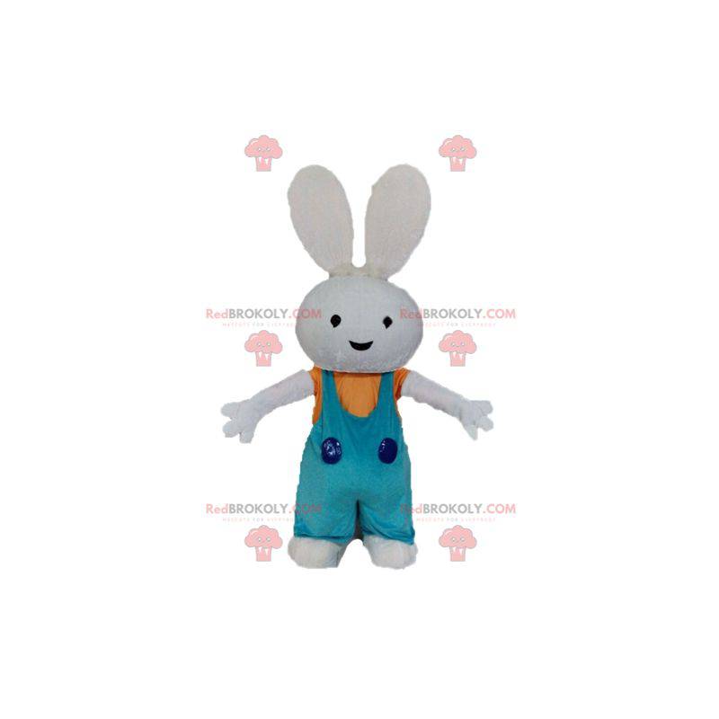 Plush bunny mascot with overalls - Redbrokoly.com