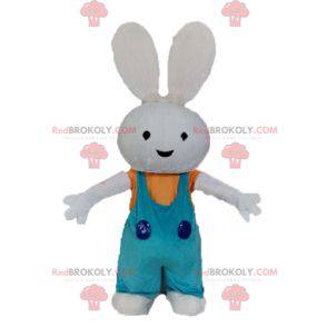 Plush bunny mascot with overalls - Redbrokoly.com