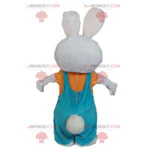 Mascotte de lapin en peluche avec une salopette - Redbrokoly.com