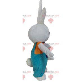 Mascote coelhinho de pelúcia com macacão - Redbrokoly.com