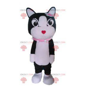 Mascotte de chat noir et blanc. Mascotte de chaton -