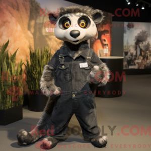 Svart Meerkat maskot drakt...