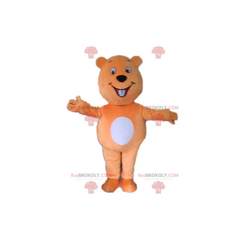 Mascote gigante castor laranja e branco - Redbrokoly.com