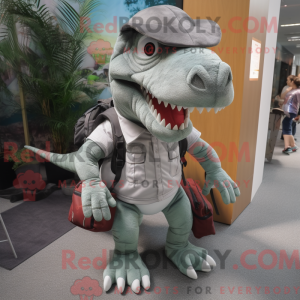 Grå T Rex maskot kostume...
