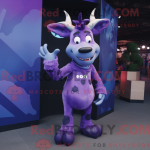 Purple Zebu mascot costume...