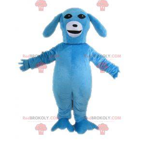 Blå og hvit hundemaskot. Blå dyremaskot - Redbrokoly.com