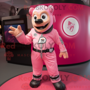Fantasia de mascote de chefe cor-de-rosa com macacão e xales - Mascotes principais - REBROKO_213943 - RedBrokoly.com