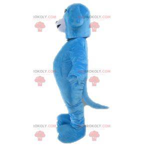 Blå og hvid hundemaskot. Blå dyremaskot - Redbrokoly.com