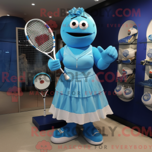 Blue Tennis Racket mascot...