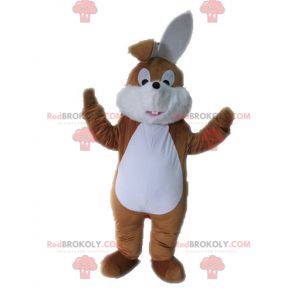 Mascotte de lapin marron et blanc doux et mignon -