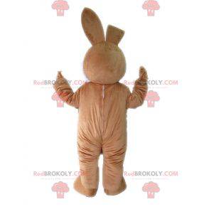 Mascotte de lapin marron et blanc doux et mignon -