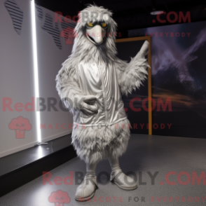 Fantasia de mascote de ema prateada com parca e palmilhas - Mascotes emu - REBROKO_214008 - RedBrokoly.com